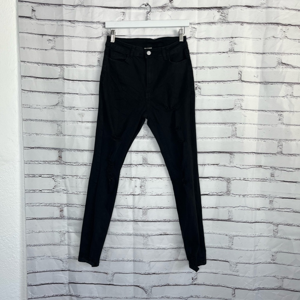 H&Y Fashion Black Distressed Skinny Jeans Women’s L High Rise Grunge Y2K Denim